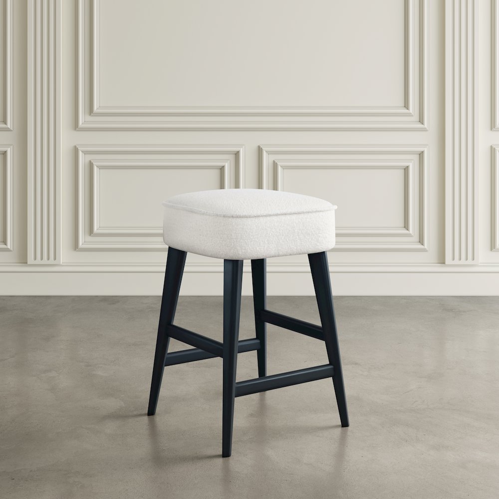 Wes Mid-Century Modern Boucle Upholstery Backless Counter Barstool (Set of 2). Picture 8
