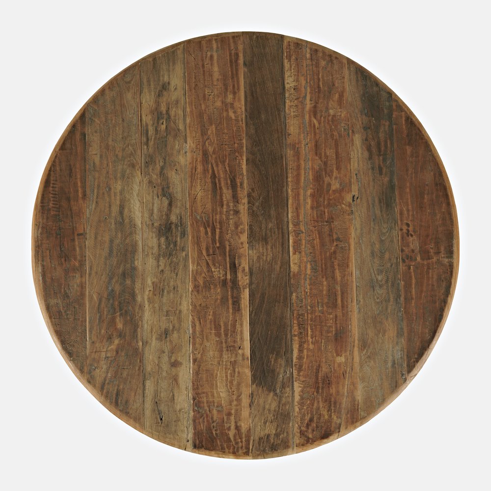 Five Piece Round Rustic Reclaimed Solid Wood Round Dining Set. Picture 6