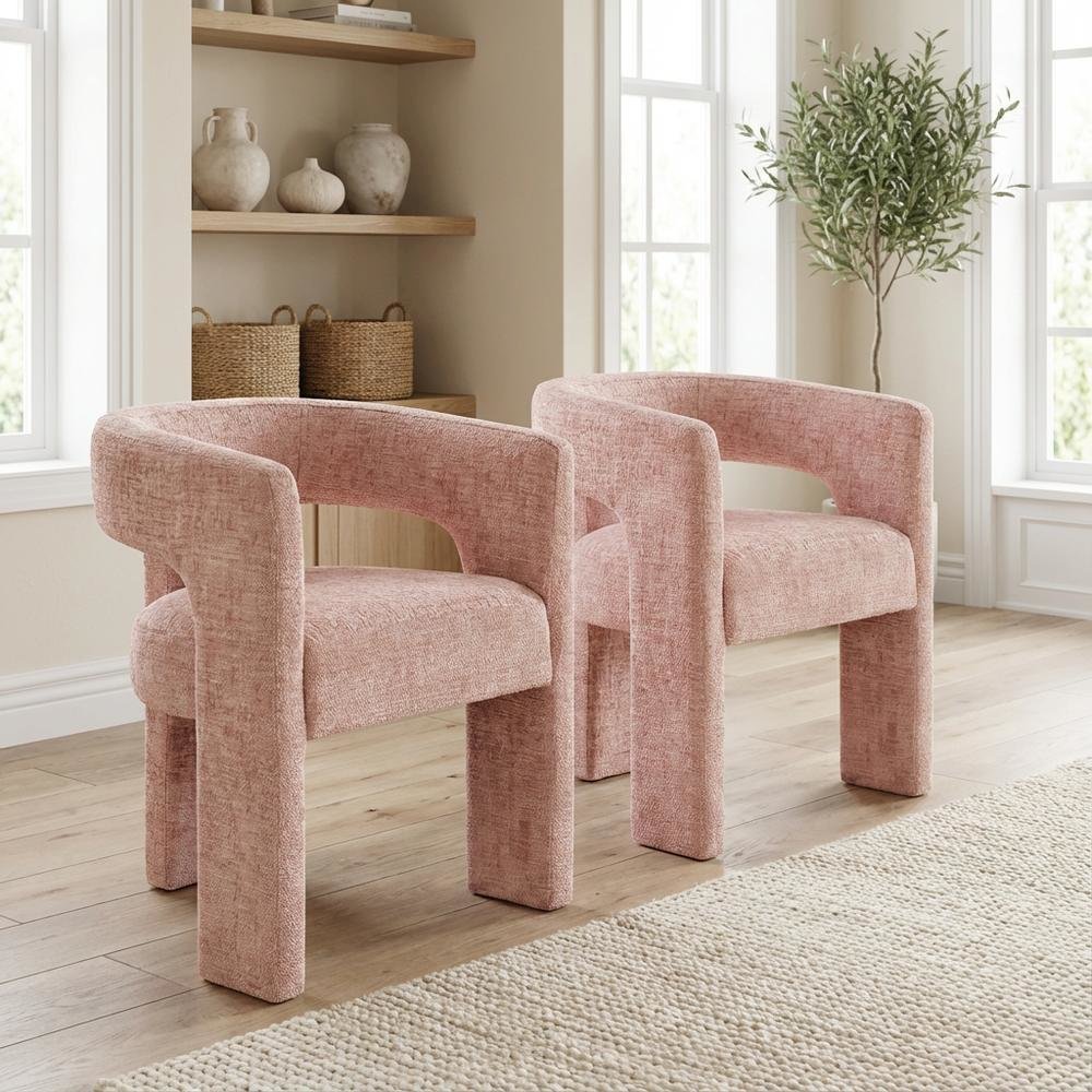 Gwen Modern Luxury Jacquard Fabric Sculpture Armchair - Set of 6. Picture 9