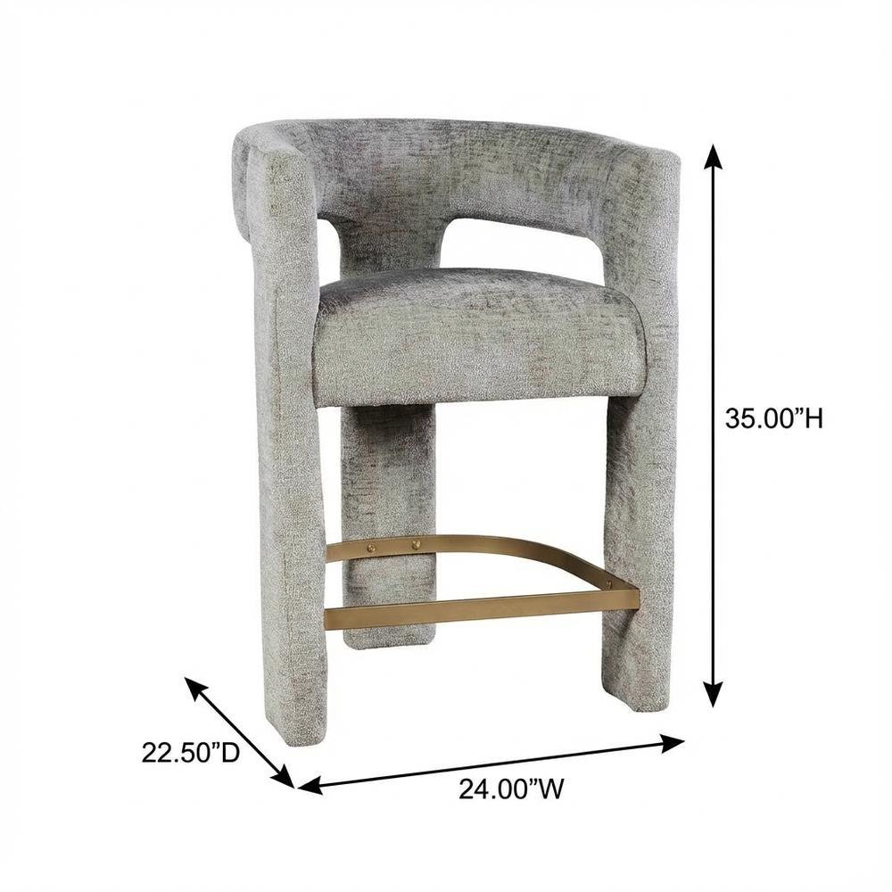 Gwen Modern Luxury Jacquard Fabric Sculpture Counter Stool - Set of 4. Picture 3