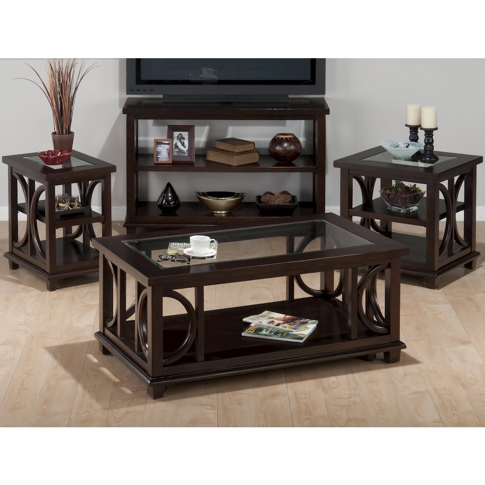 Panama Brown Contemporary Wood and Glass End Table. Picture 3