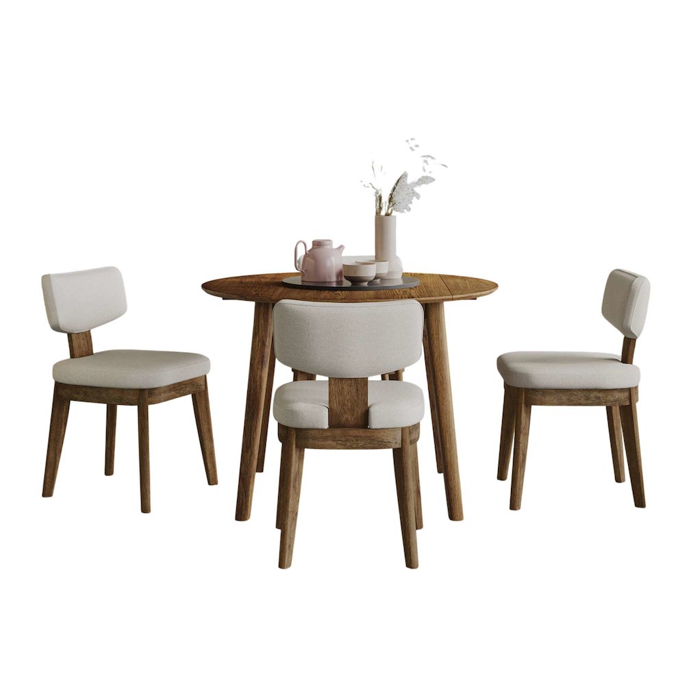 Percy 42" Contemporary 5-Pc Drop-Leaf Dining Set, Upholstered Chairs. Picture 3