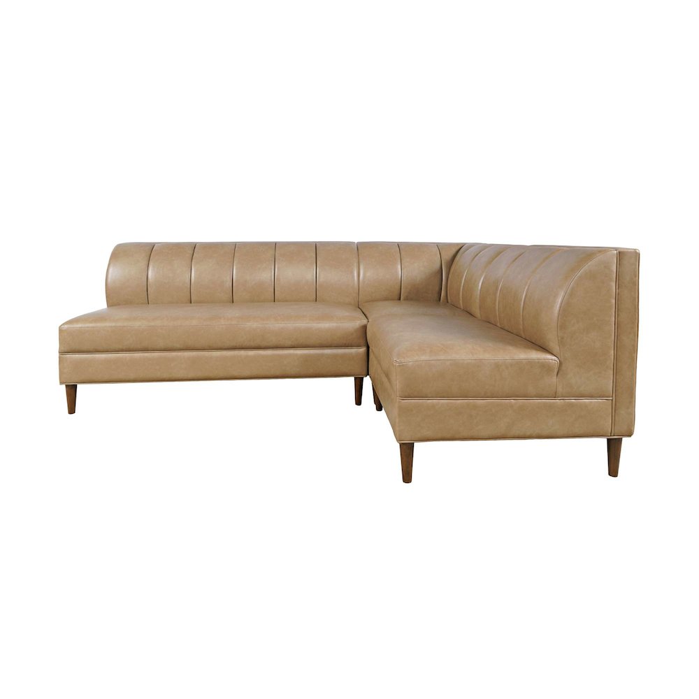 Ruston Modern Banquette Faux Leather Sectional with Four Seats and Corner Wedge. Picture 3