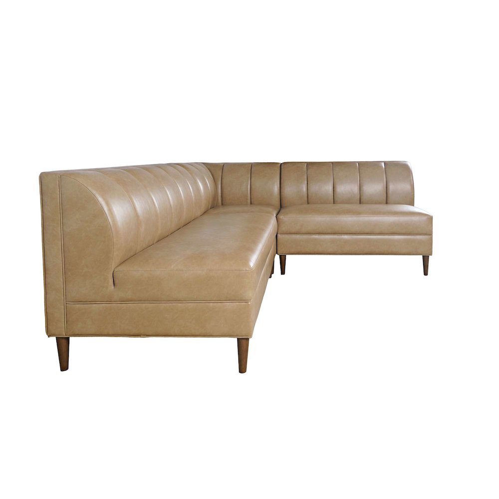 Ruston Modern Banquette Faux Leather Sectional with Five Seats and Corner Wedge. Picture 4