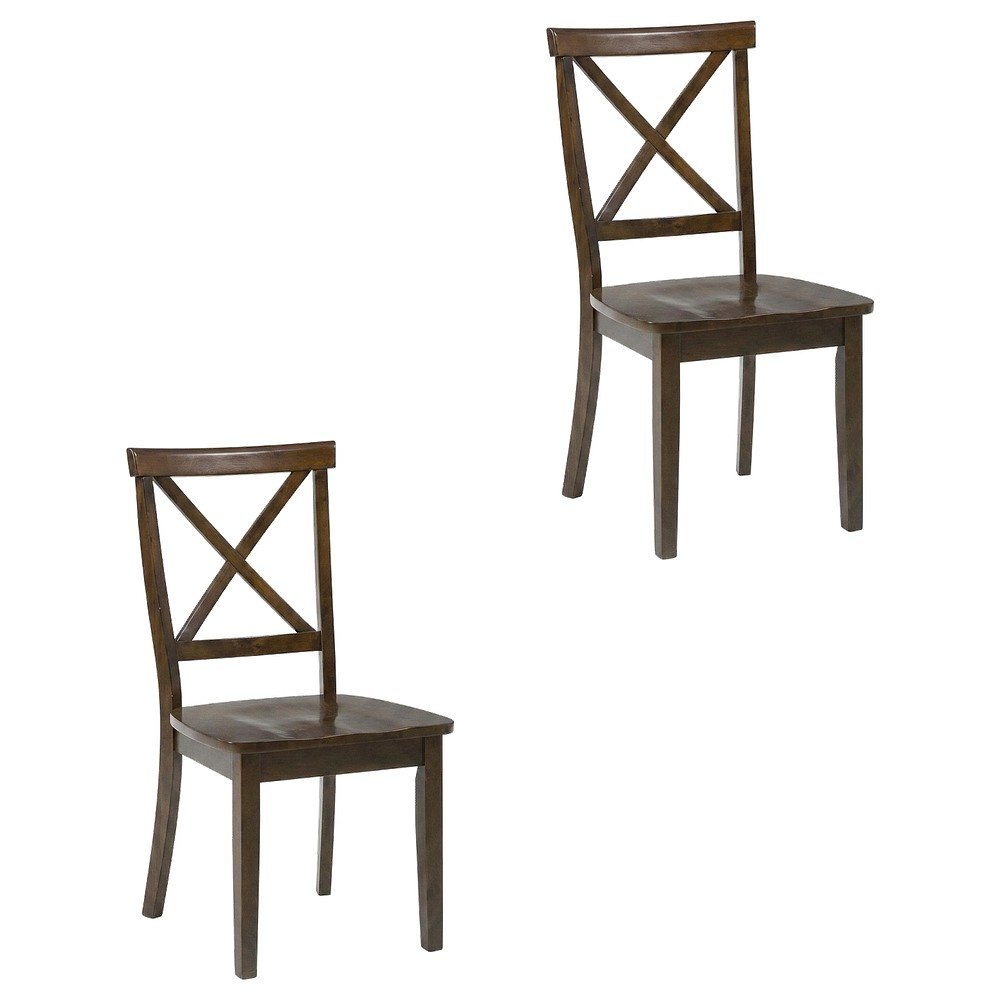 Acacia Veneer X-Back Wood Dining Chairs, Richmond Cherry, Set of 2. Picture 1