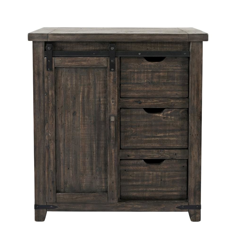 Barnwood Brown Farmhouse Barn Door Cabinet, 32 Inch, MDF Pine, Rustic. Picture 4