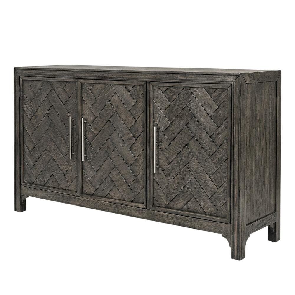 Mid-Century Modern Buffet Cabinet Sideboard with Adjustable Shelves, Platinum. Picture 4
