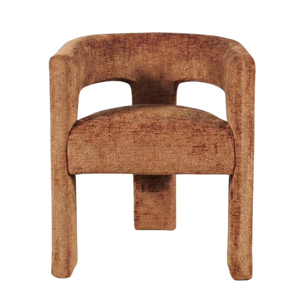 Jacquard Sculpture Accent Chair for Living Room or Bedroom, Rust. Picture 4