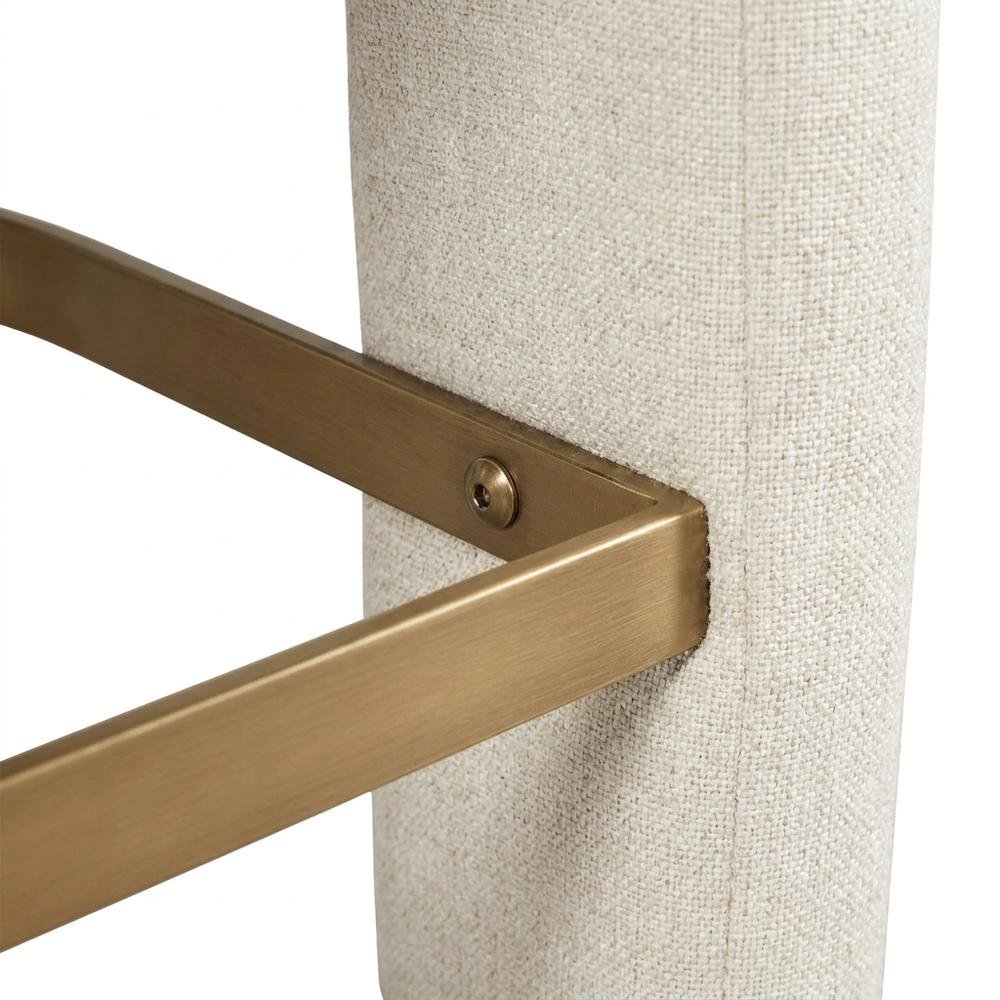 Modern Upholstered Counter Stool, Iron Frame, Natural, Set of 4. Picture 6