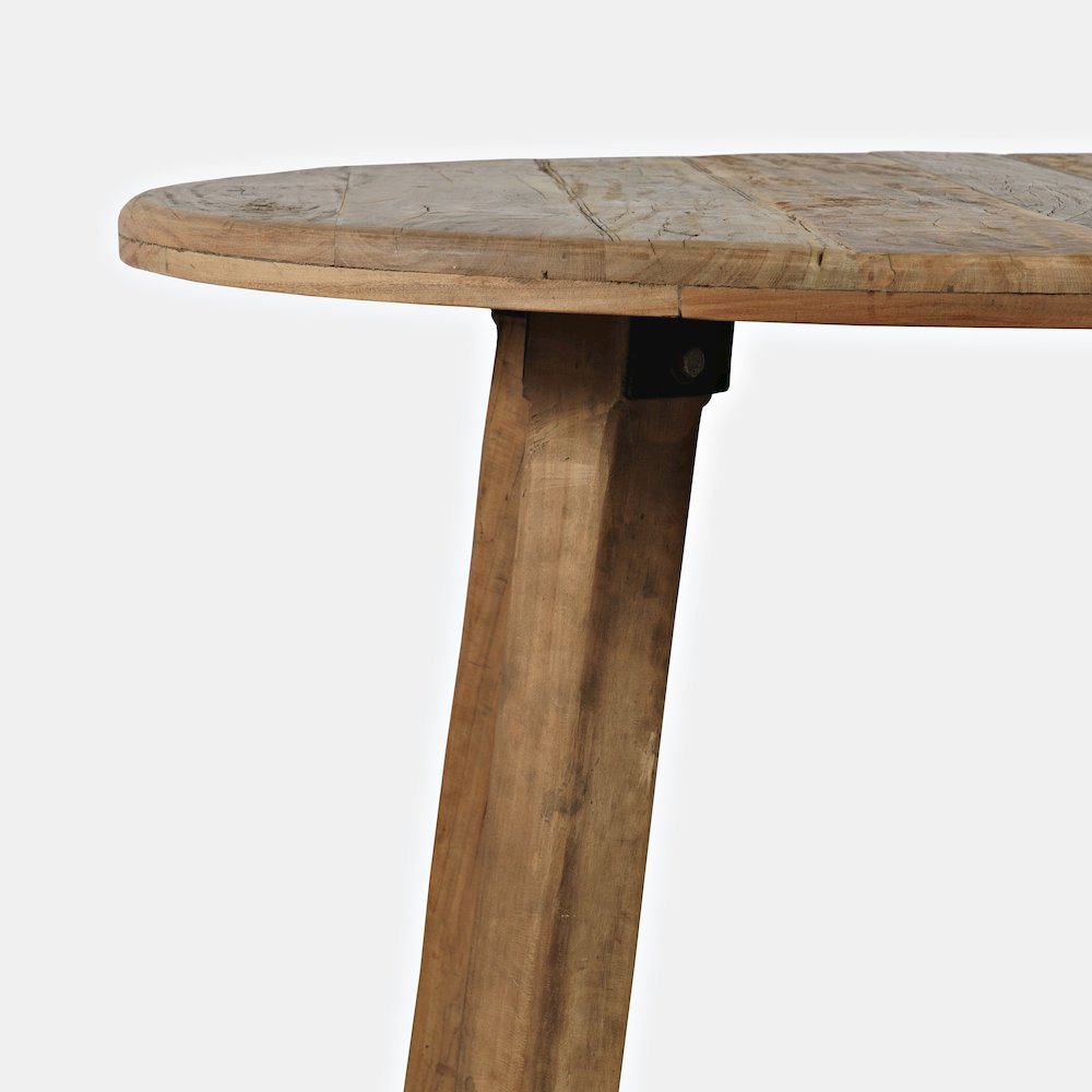 Five Piece Round Rustic Reclaimed Solid Wood Round Dining Set. Picture 9