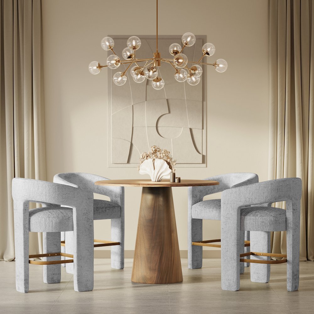 Gwen Modern Luxury Jacquard Fabric Sculpture Counter Stool - Set of 6. Picture 9
