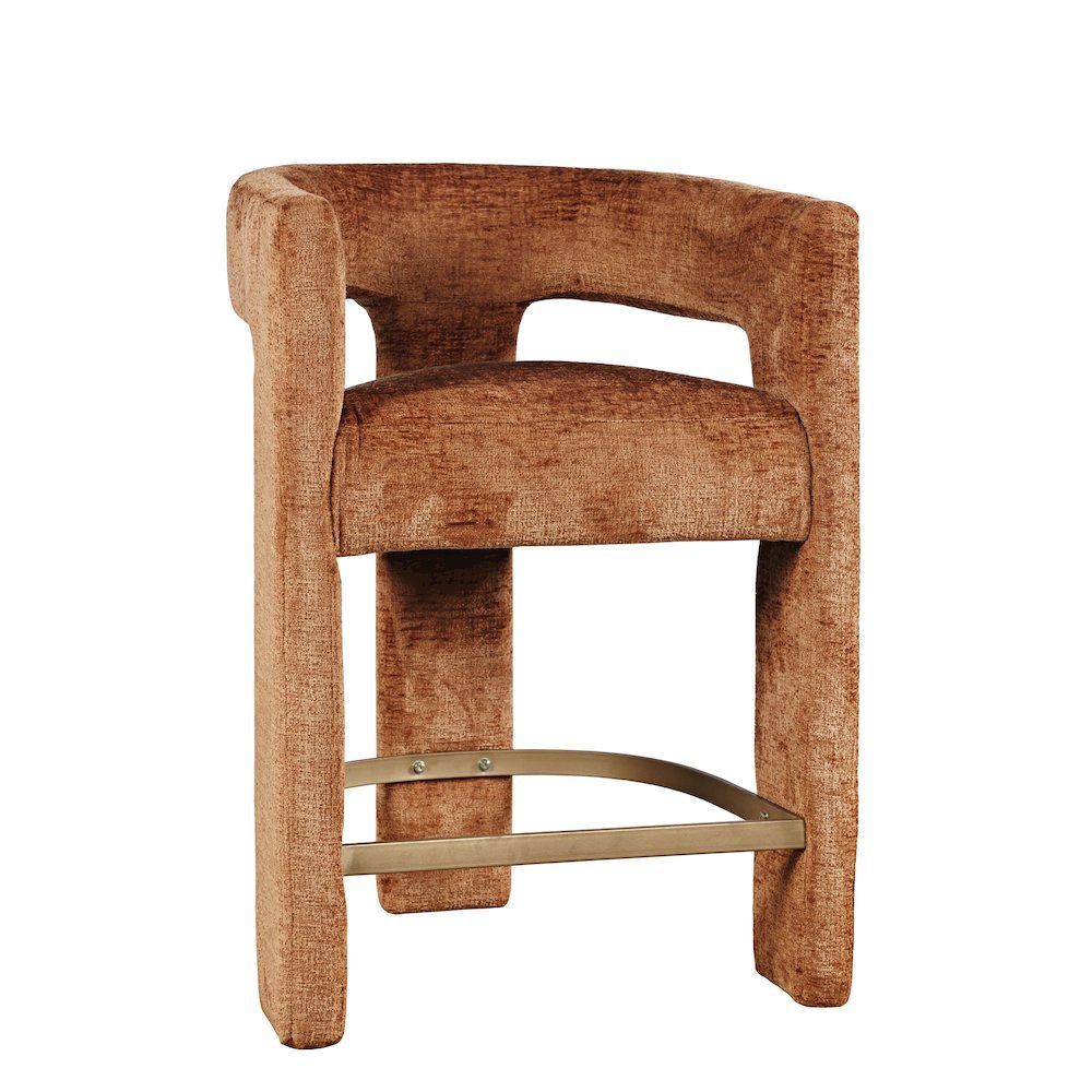 Gwen Modern Luxury Jacquard Fabric Sculpture Counter Stool - Set of 6. Picture 4