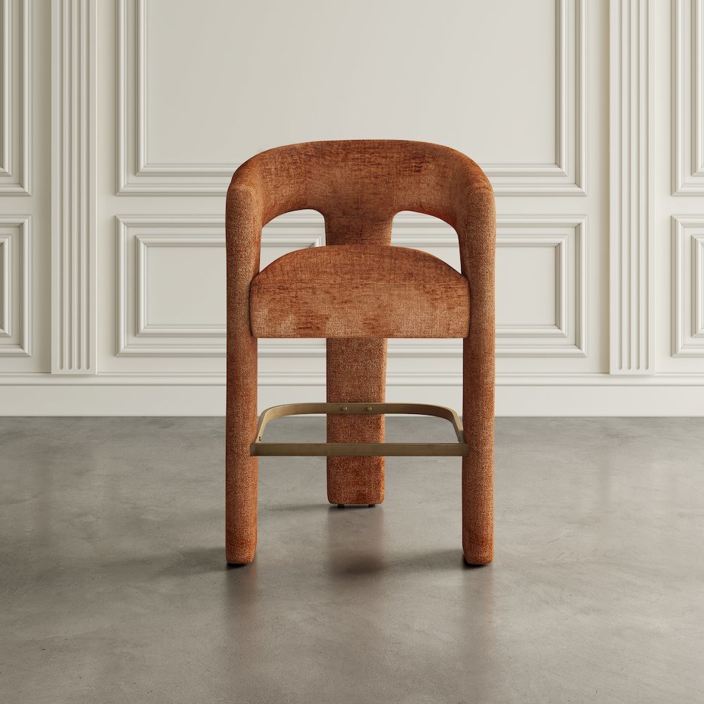 Gwen Modern Luxury Jacquard Fabric Sculpture Counter Stool - Set of 6. Picture 8