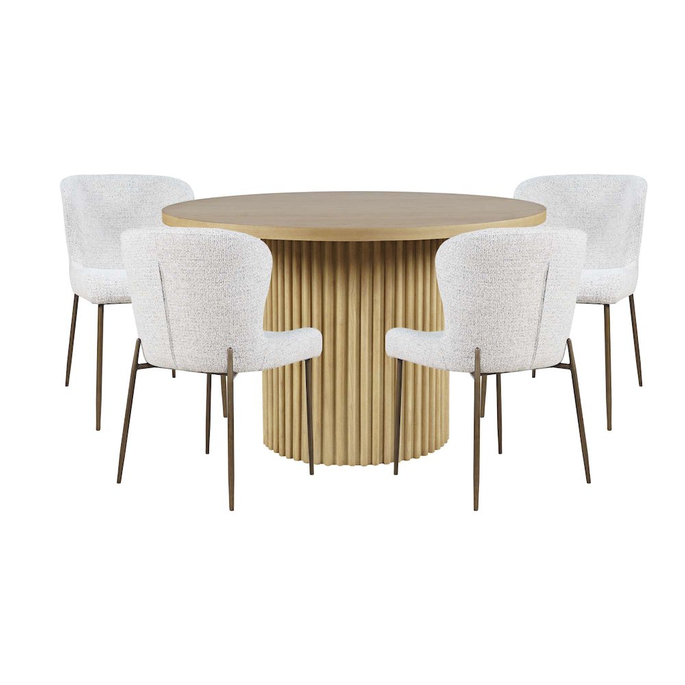 Auden Five Piece Mid-Century Modern Dining Set, Performance Upholstered Chairs. Picture 1