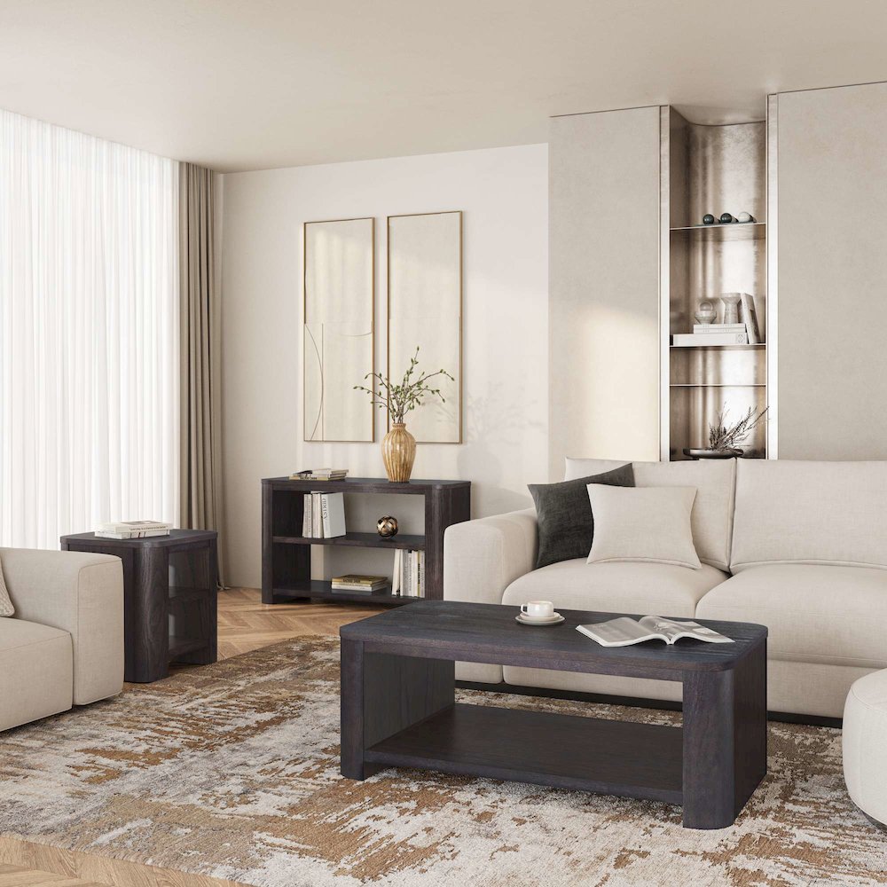 Janzen Three Piece Contemporary Modern Living Room Occasional Table Set. Picture 2
