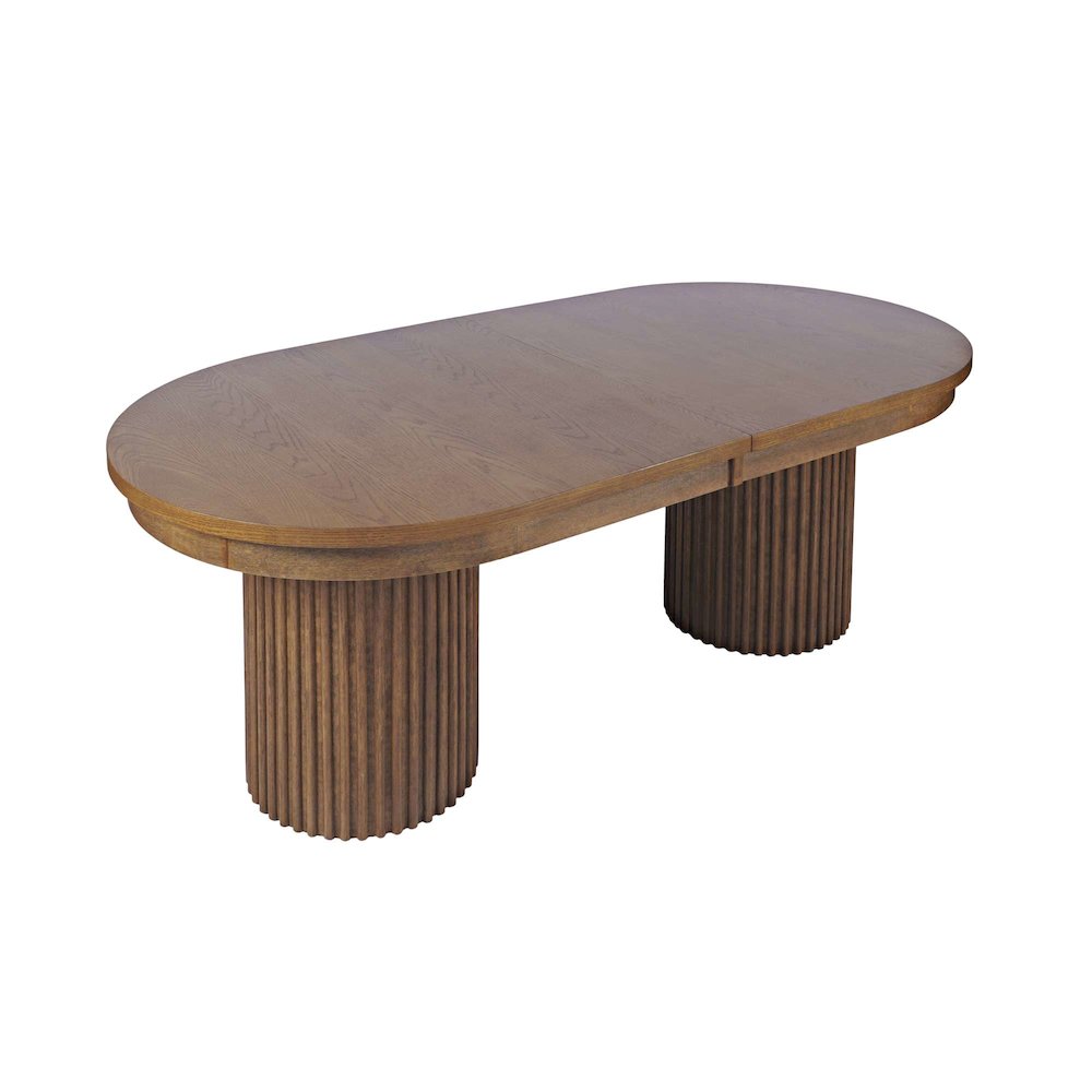 Auden 101" 7-Pc Mid-Century Modern Pedestal Dining Set, Upholstered Chairs. Picture 7