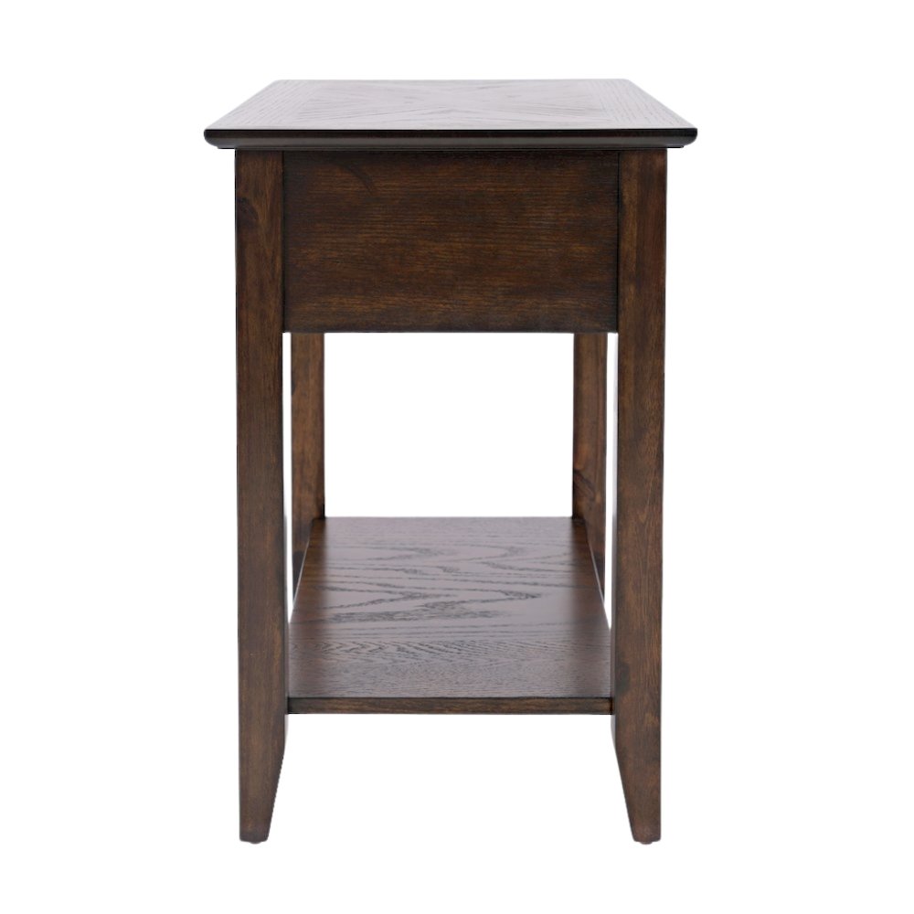 Espresso Brown Wooden End Table with Drawer, Elegant Side Table for Bedroom, 16". Picture 3