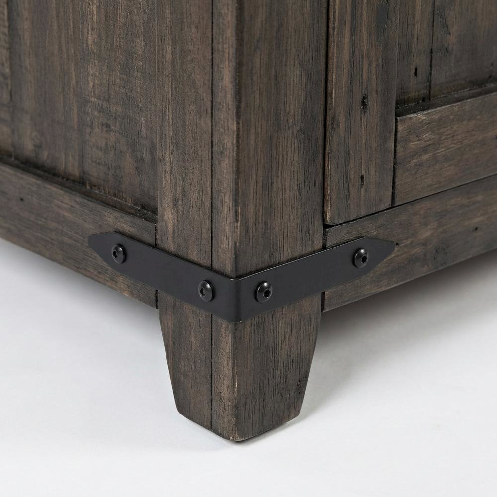 Barnwood Brown Farmhouse Barn Door Cabinet, 32 Inch, MDF Pine, Rustic. Picture 5