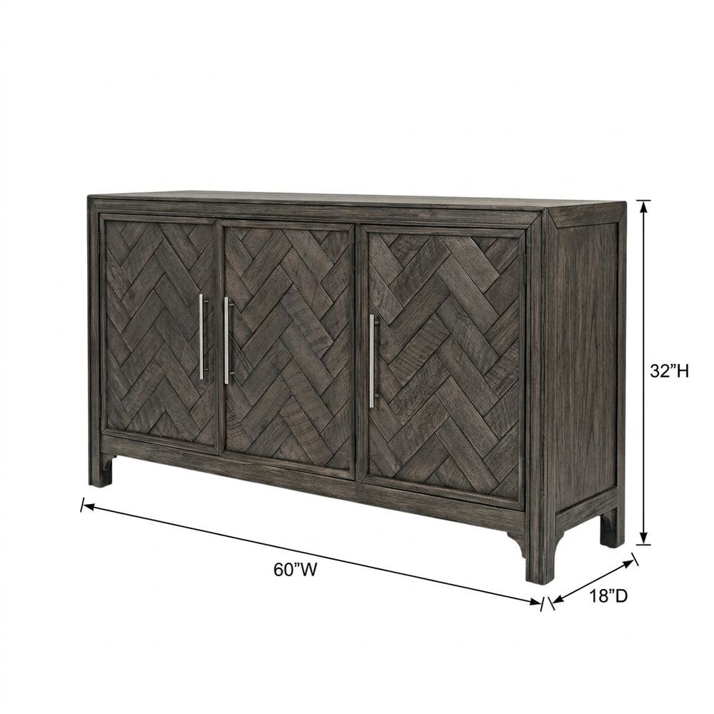 Mid-Century Modern Buffet Cabinet Sideboard with Adjustable Shelves, Platinum. Picture 5