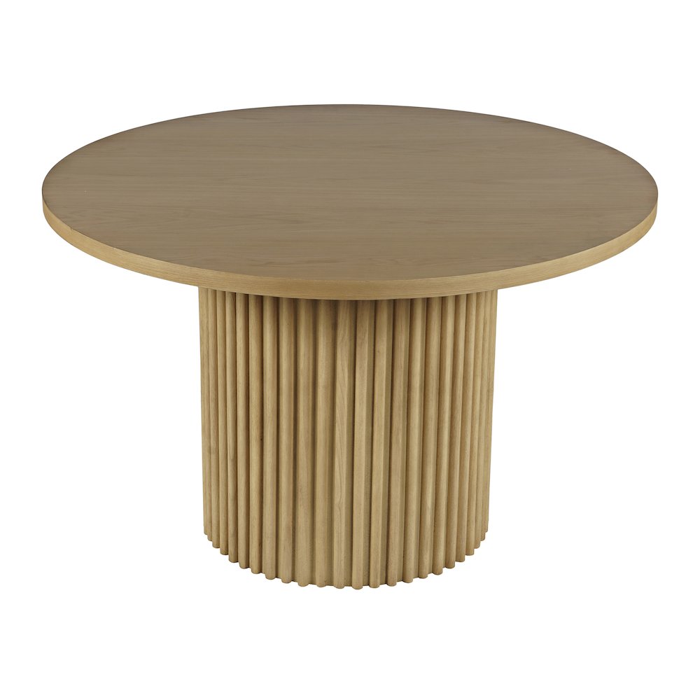 Auden 48" Round Mid-Century Modern Fluted Pedestal Base Dining Table. Picture 2