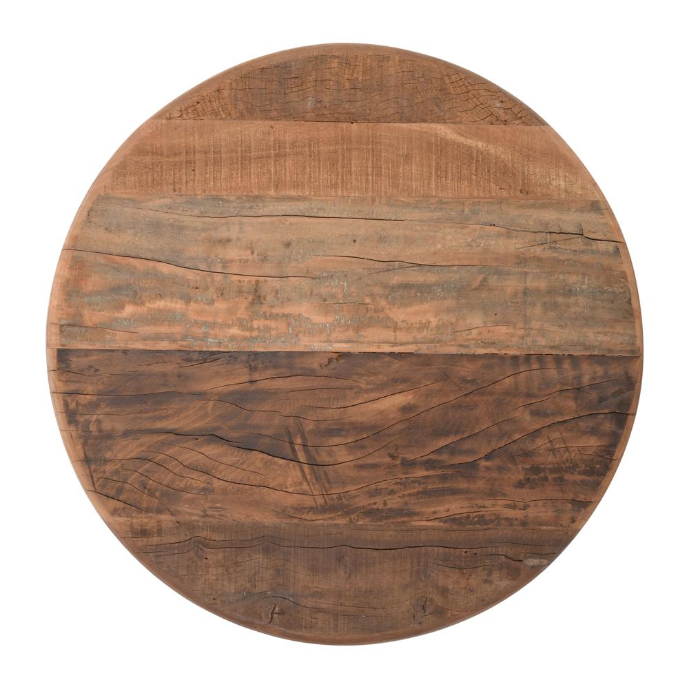4" Round Rustic Reclaimed Solid Wood Coffee Table. Picture 3