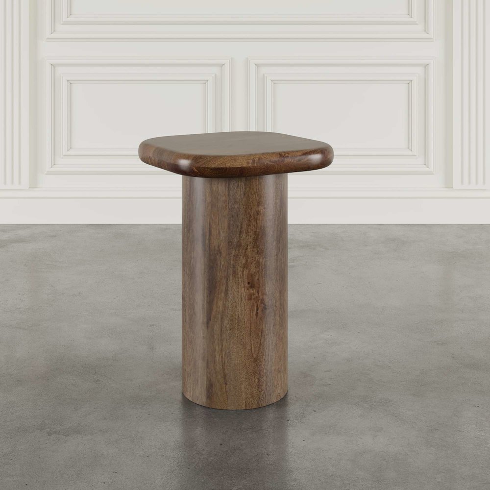 Mandara Global Modern Solid Wood Pillar Chairside Pedestal Square End Table. Picture 9