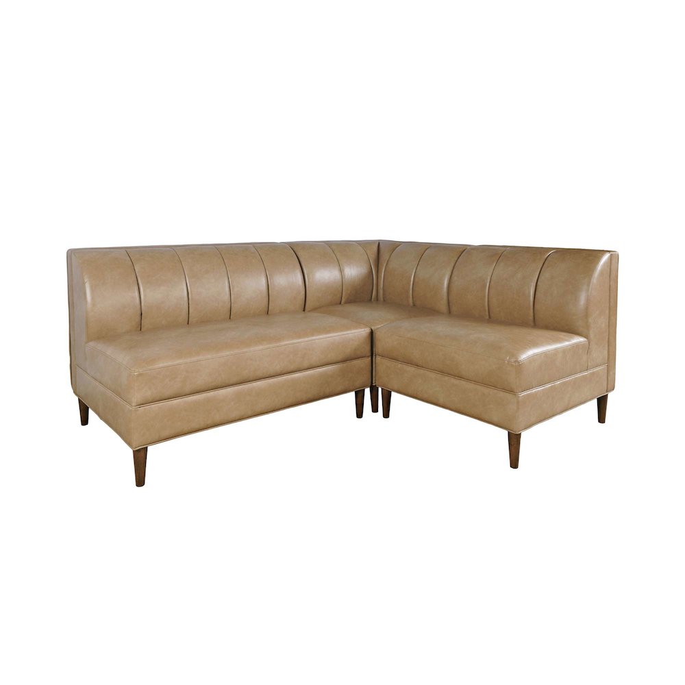 Ruston Modern Banquette Faux Leather Sectional with Four Seats and Corner Wedge. Picture 1