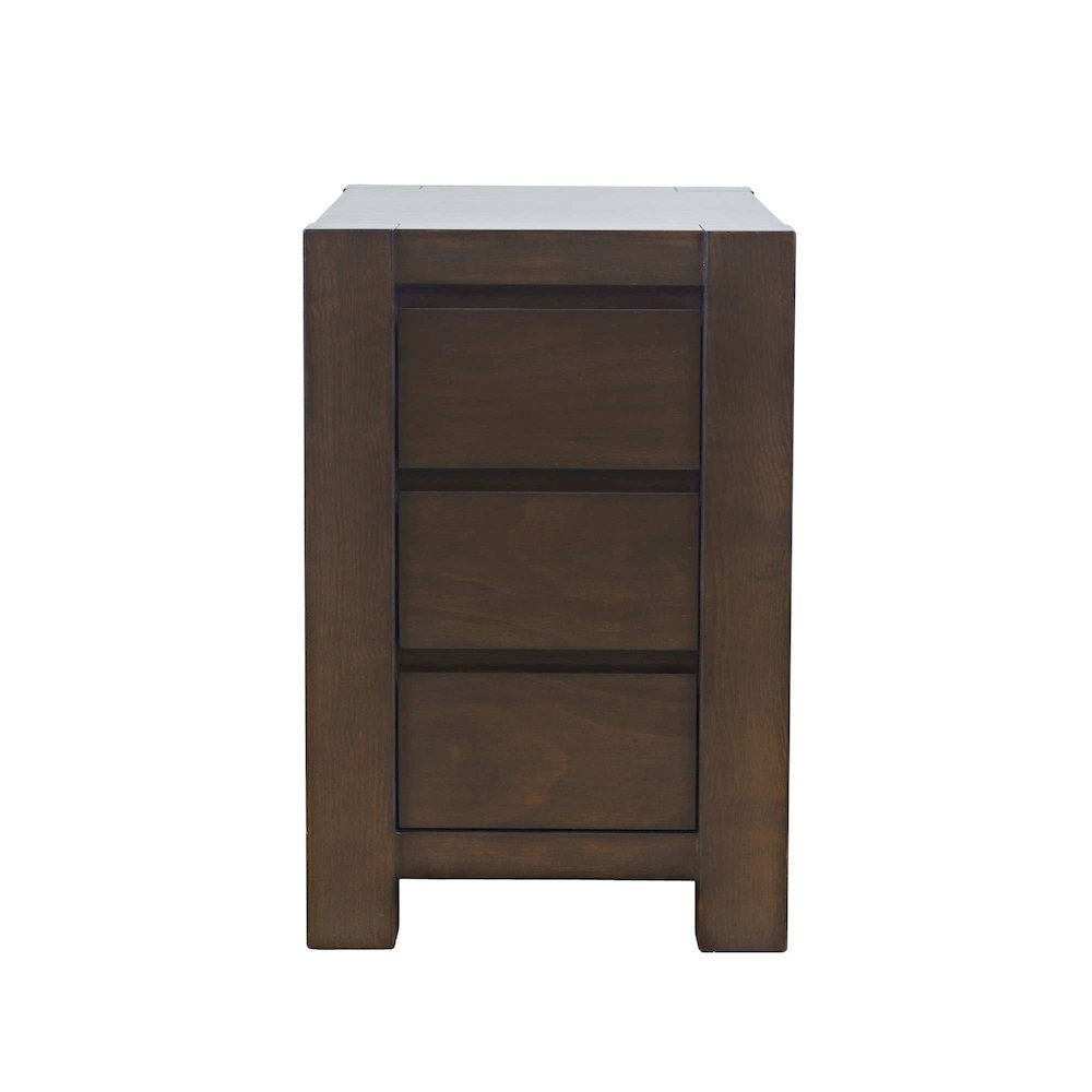 Brownstone Transitional Modern Block-Frame Chairside End Table, Storage Drawers. Picture 1