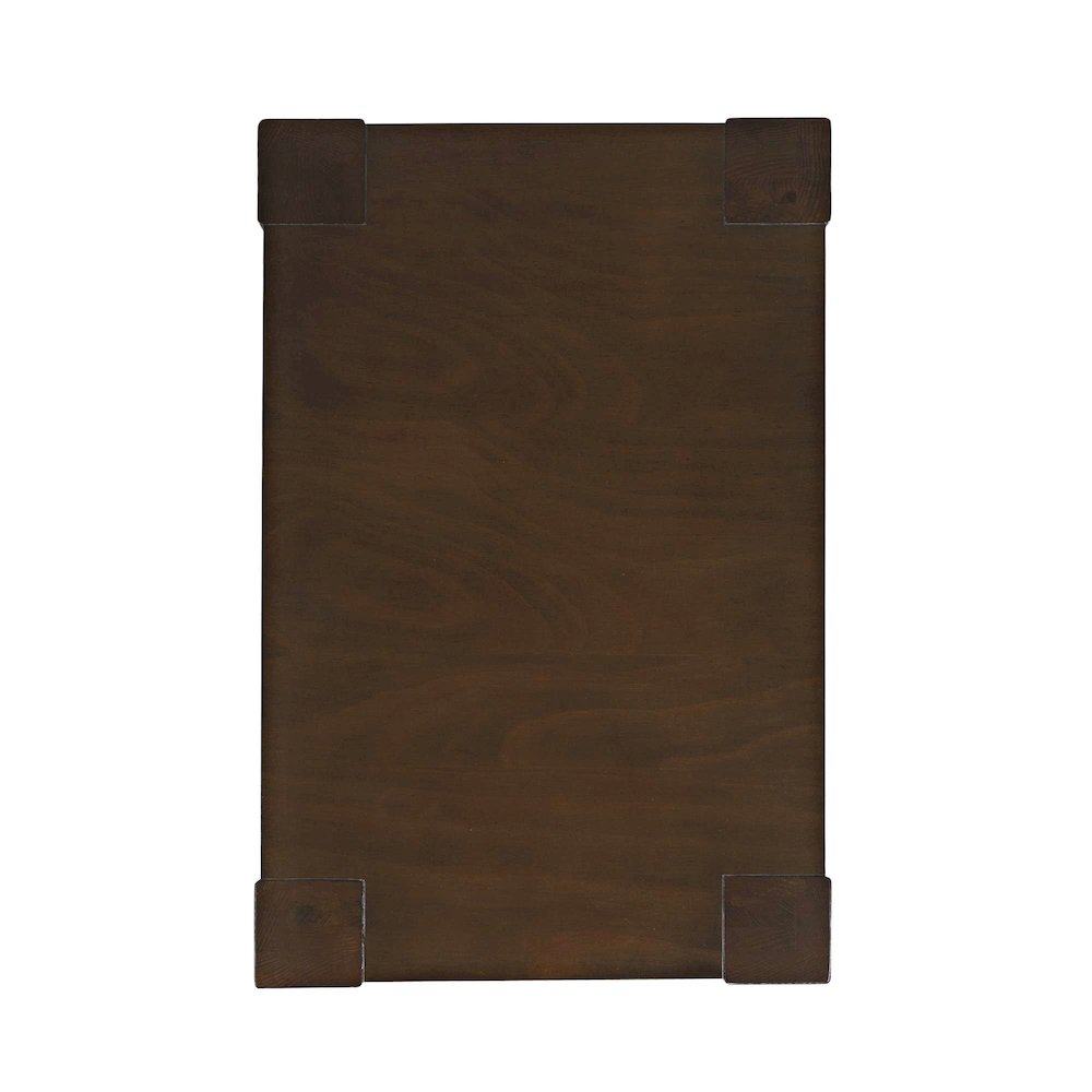 Brownstone Transitional Modern Block-Frame Chairside End Table, Storage Drawers. Picture 5