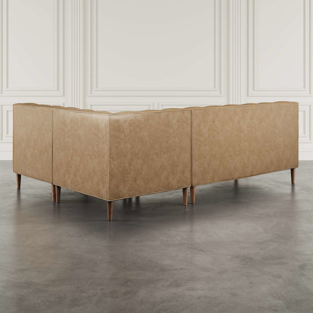 Ruston Modern Banquette Faux Leather Sectional with Four Seats and Corner Wedge. Picture 11