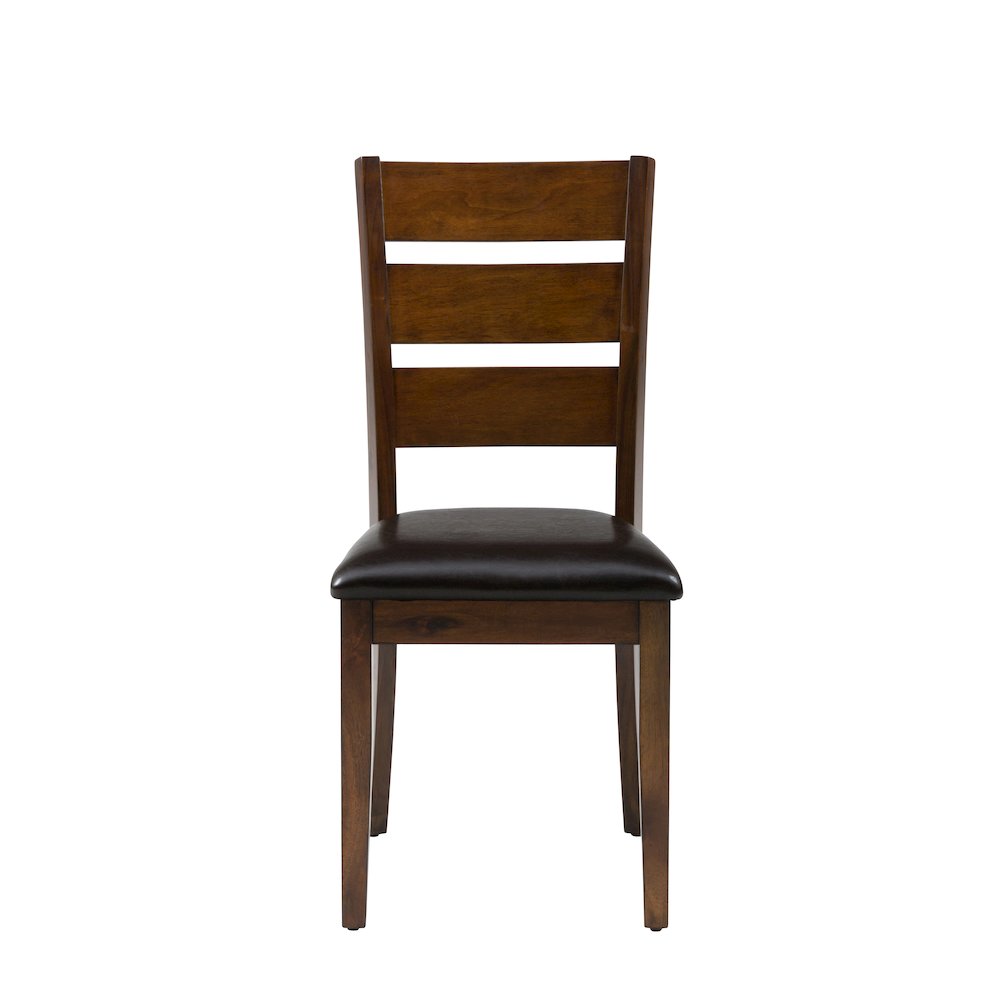 Rustic Brown Five Piece Dining Set - Table with Four Faux Leather Chairs. Picture 4