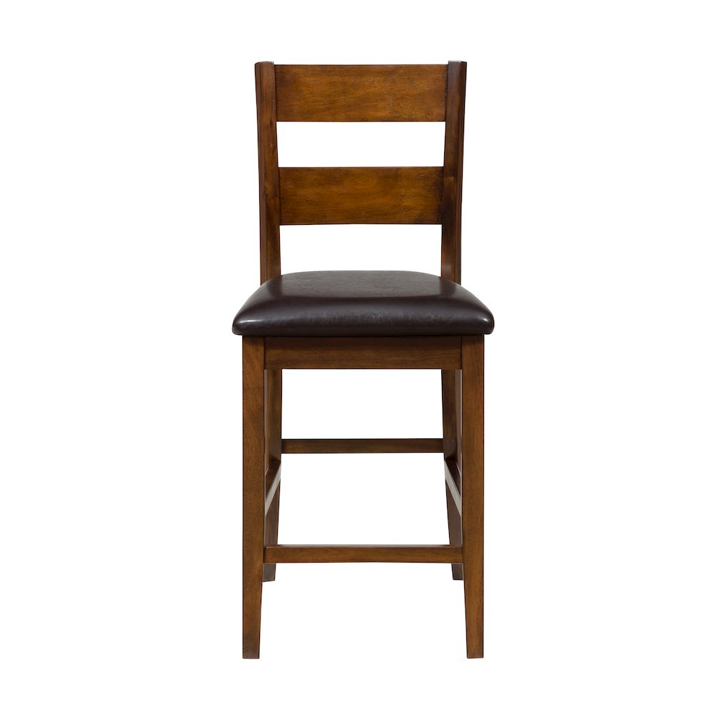 Rustic Brown Counter Height Table and Four Faux Leather Stools- Warm Brown. Picture 3