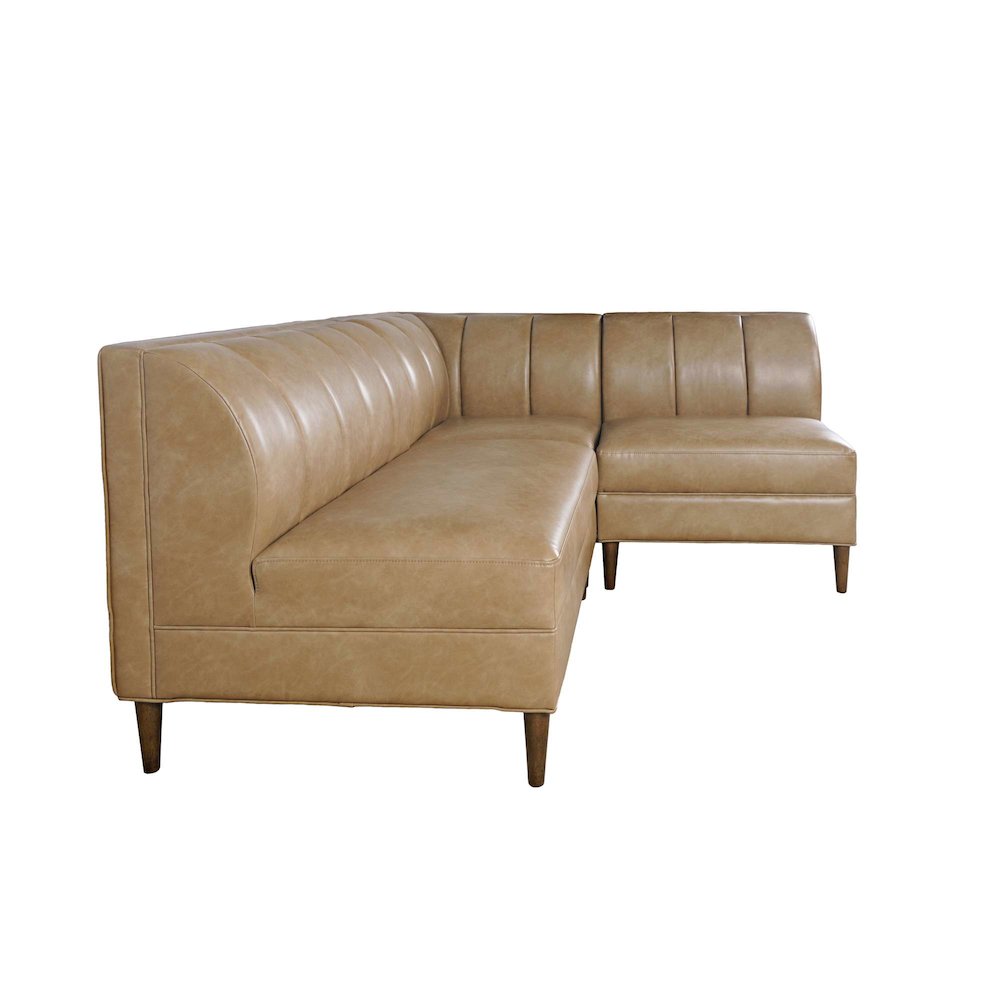 Ruston Modern Banquette Faux Leather Sectional with Four Seats and Corner Wedge. Picture 4