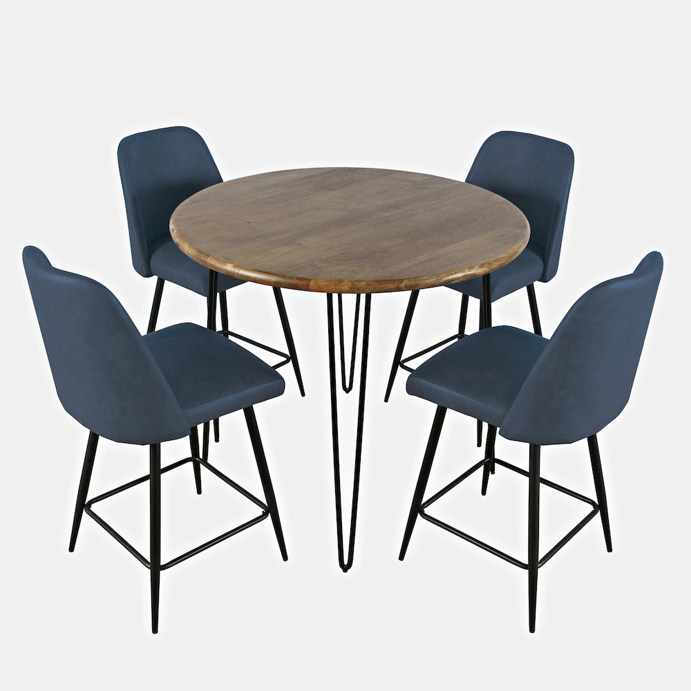 Five Piece Round Modern Solid Wood Counter Height Dining Set. Picture 3
