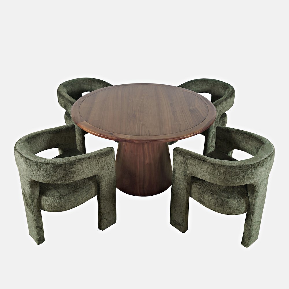 Gwen Luxury Mid-Century Modern Five Piece Dining Set with Upholstered Chairs. Picture 1