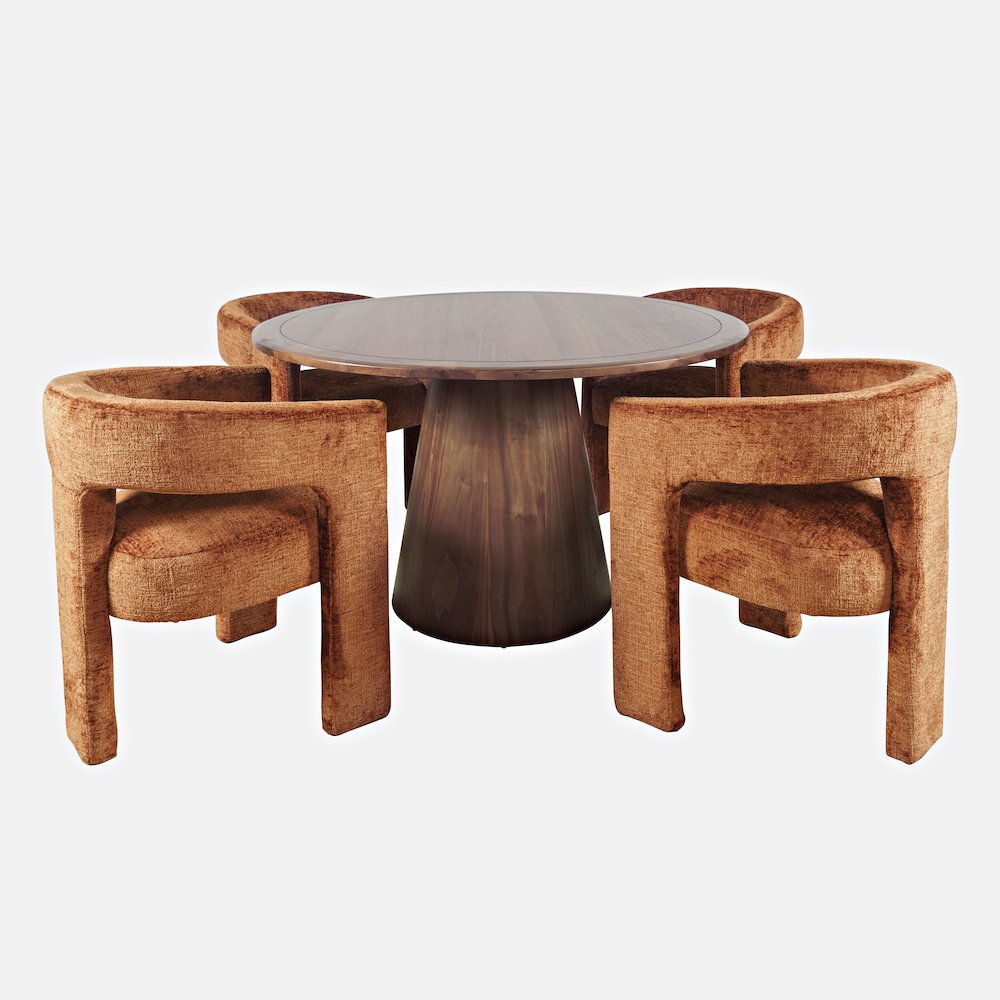 Gwen Luxury Mid-Century Modern Five Piece Dining Set with Upholstered Chairs. Picture 1