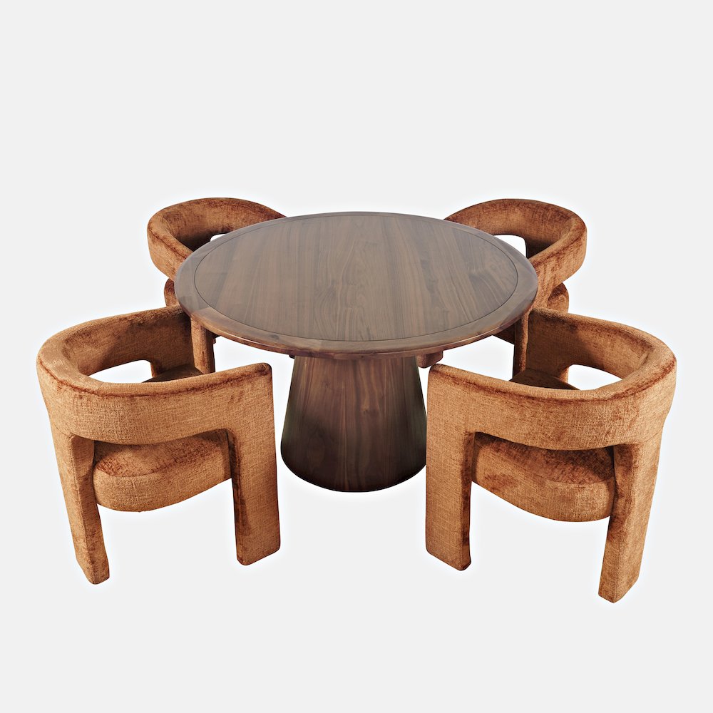 Gwen Luxury Mid-Century Modern Five Piece Dining Set with Upholstered Chairs. Picture 2