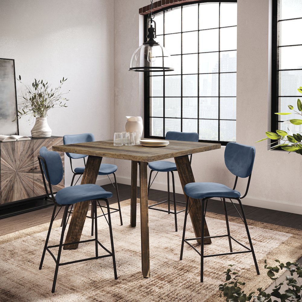 Reclamation 42" Rustic Reclaimed Solid Wood Square Counter Height Dining Table. Picture 2