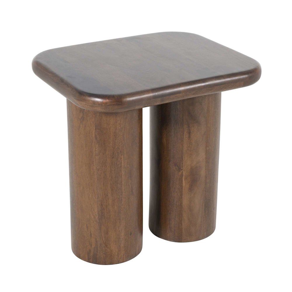 Mandara Global Modern Solid Wood Pillar Double Pedestal End Table. Picture 3