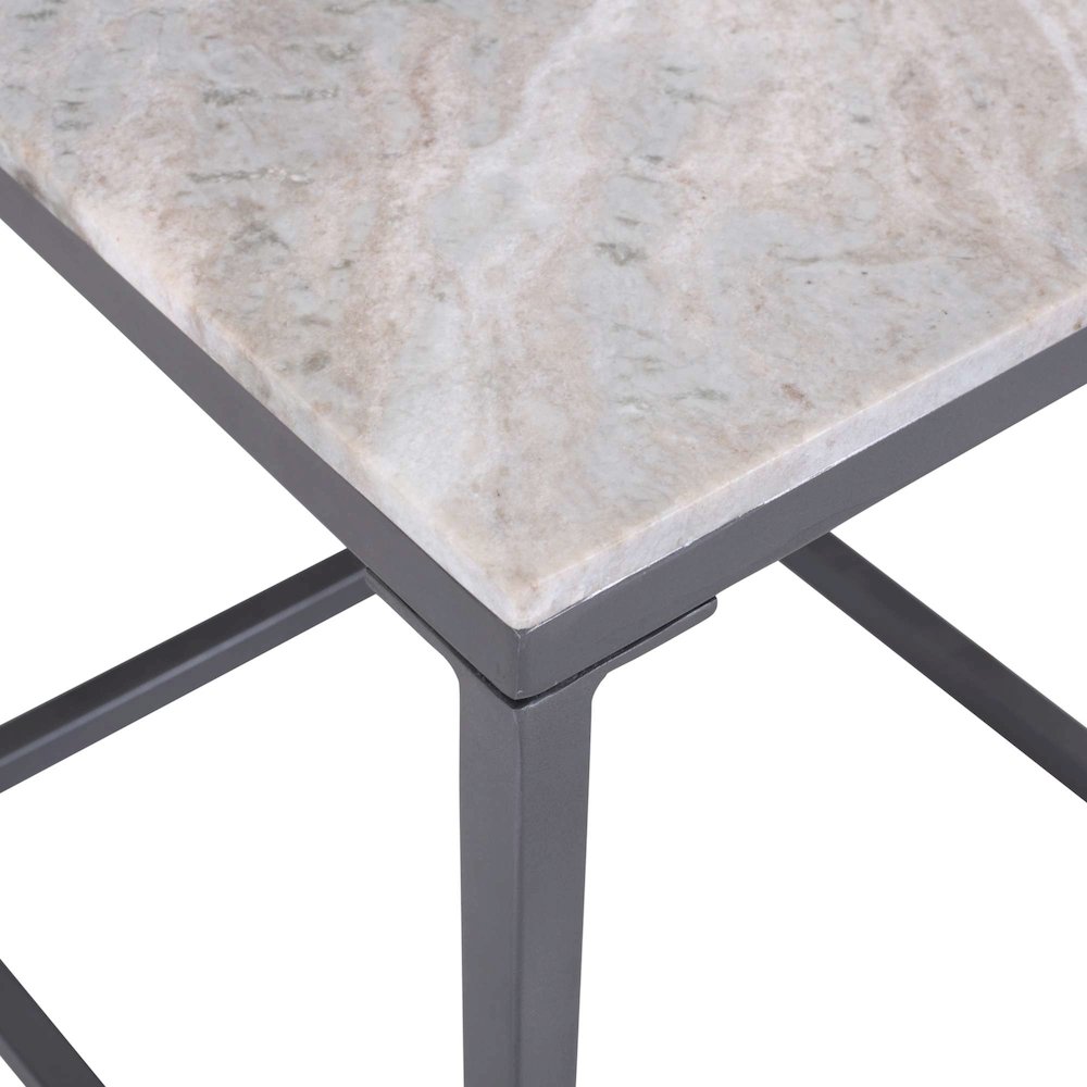 Wynn Modern Luxe Solid Marble Square End Table. Picture 4