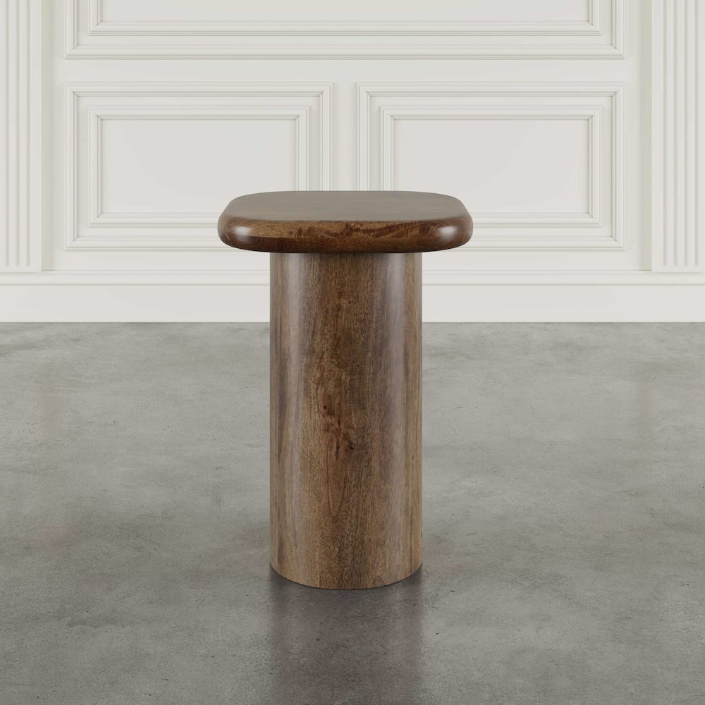 Mandara Global Modern Solid Wood Pillar Chairside Pedestal Square End Table. Picture 8