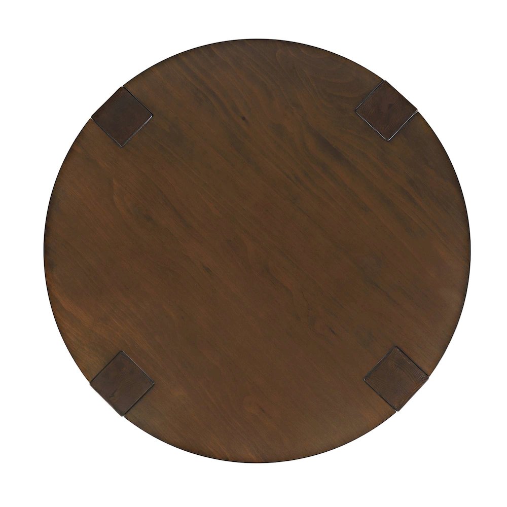 Brownstone 40" Round Transitional Modern Block-Frame Coffee Table with Wheels. Picture 6