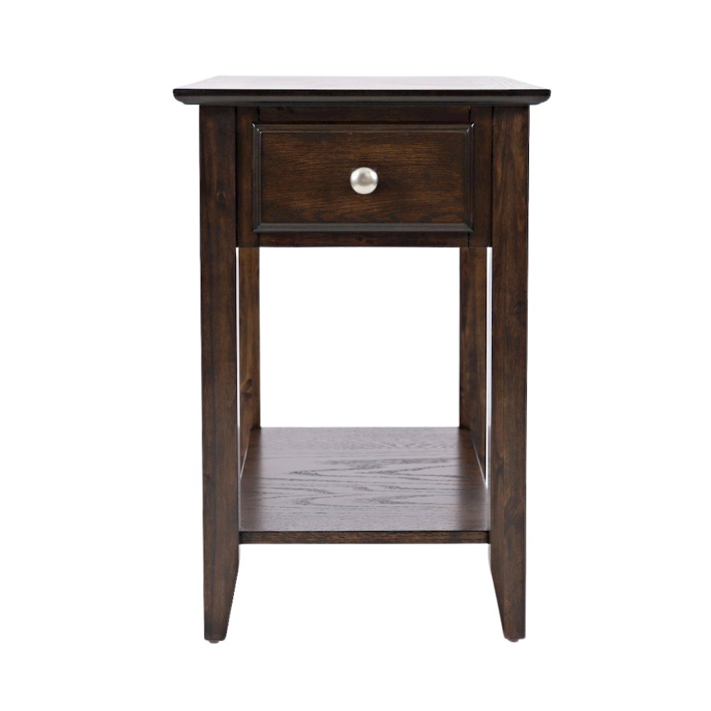 Espresso Brown Wooden End Table with Drawer, Elegant Side Table for Bedroom, 16". Picture 2