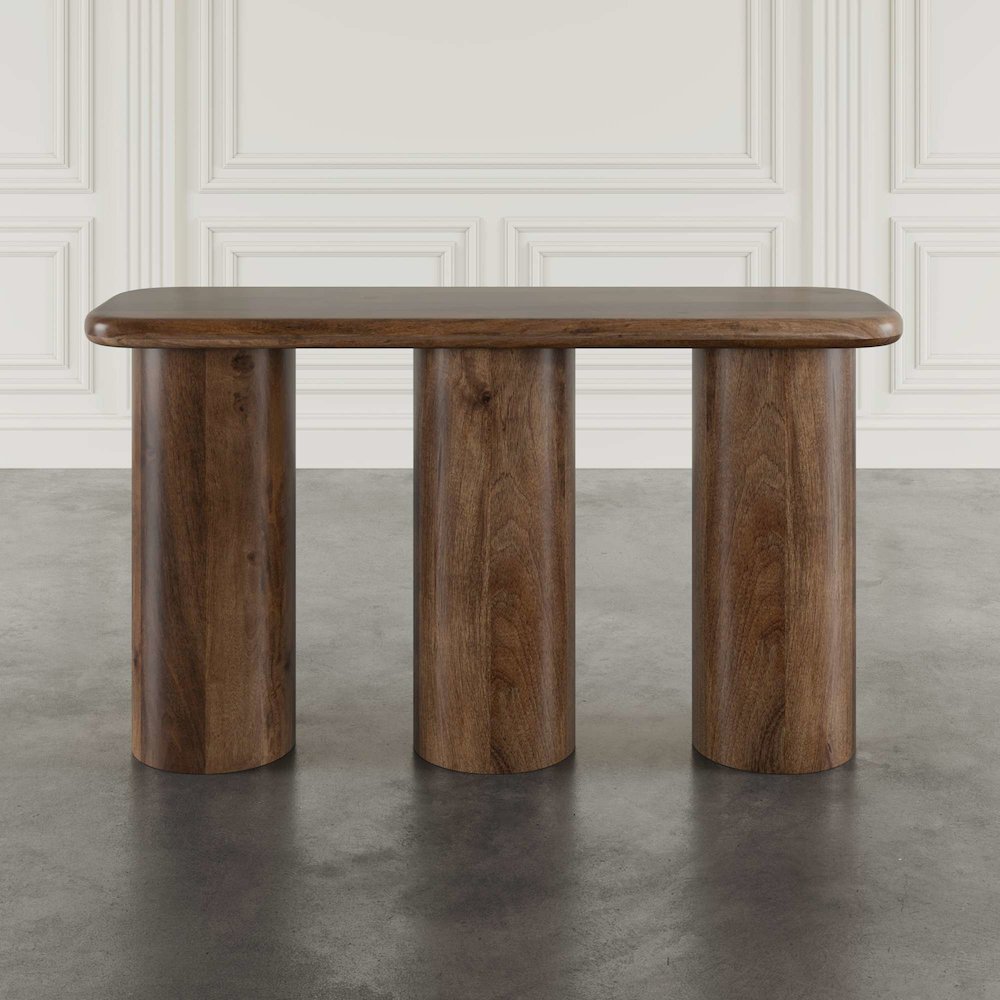 Mandara Global Modern 54" Solid Wood Pillar Sofa Console Table. Picture 9