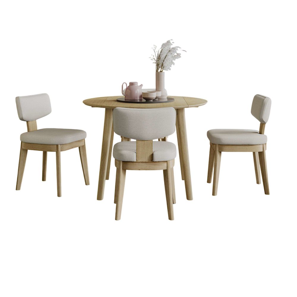Percy 42" Contemporary 5-Pc Drop-Leaf Dining Set, Upholstered Chairs. Picture 3
