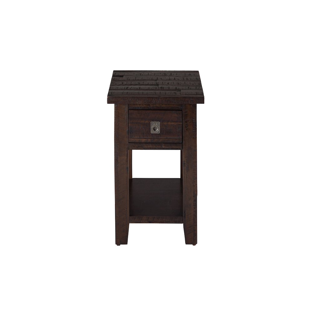 Kona Grove Distressed Rustic Solid Acacia Chairside End Table with Shelf. Picture 1