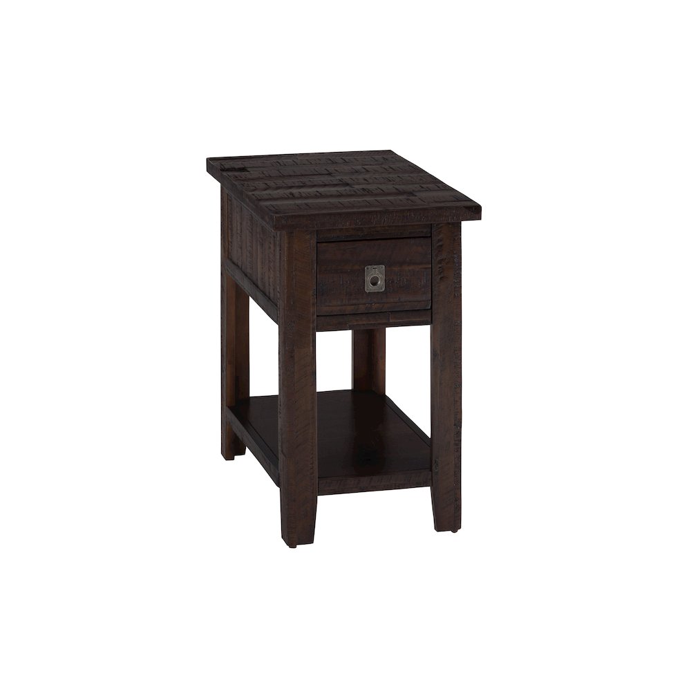 Kona Grove Distressed Rustic Solid Acacia Chairside End Table with Shelf. Picture 2
