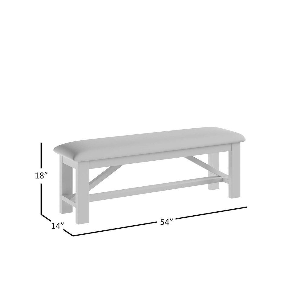 Kona Grove Distressed Rustic Solid Wood 54" Upholstered Trestle Dining Bench. Picture 4