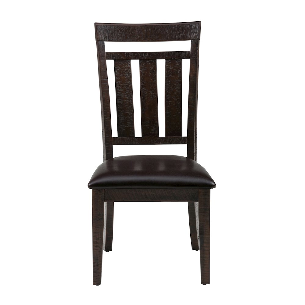 Distressed Rustic Solid Acacia Upholstered Slat-back Dining Chair (Set of 2). Picture 1