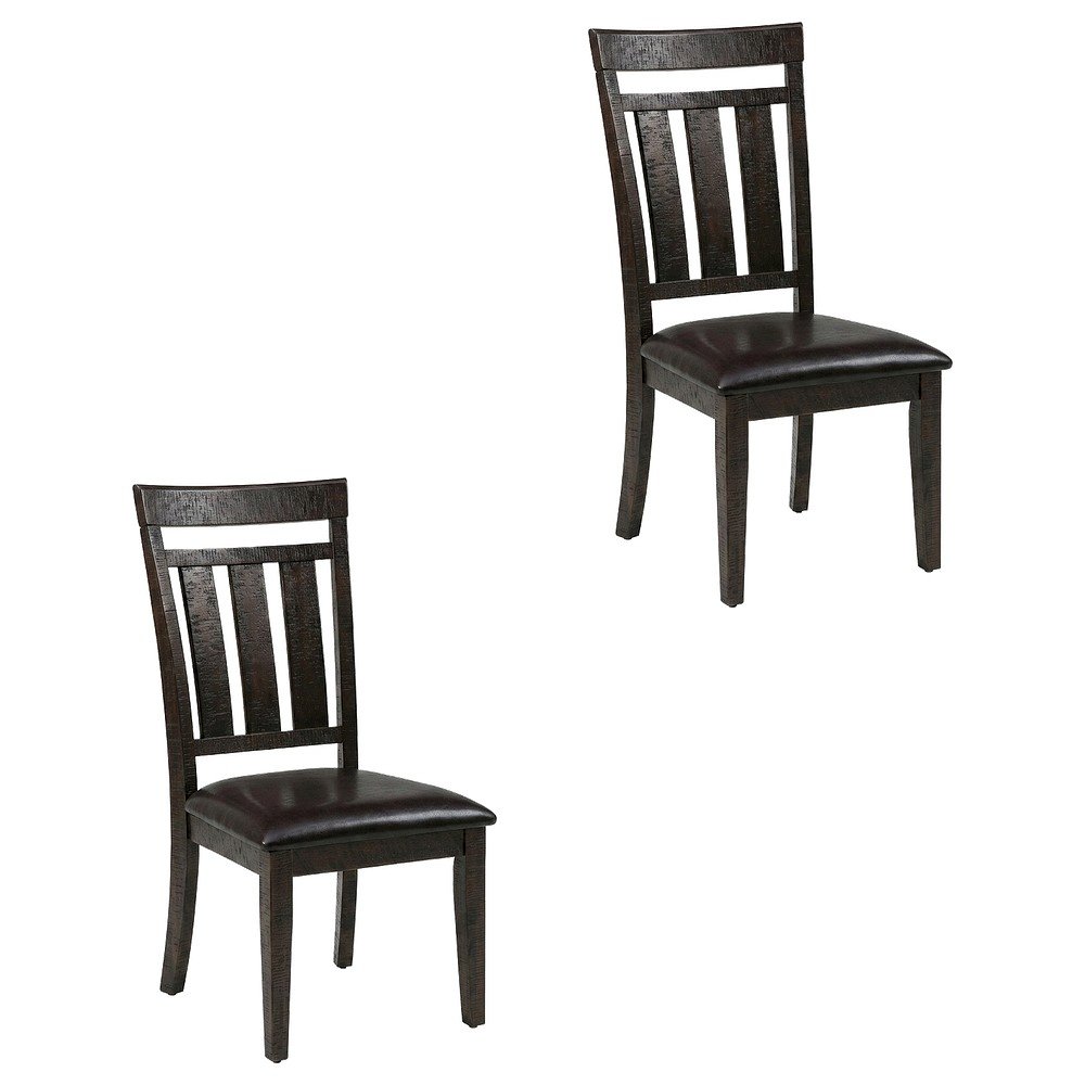 Solid Acacia Slat-Back Rustic Farmhouse Kitchen Dining Chair, Deep Chocolate, Set of 2. Picture 1